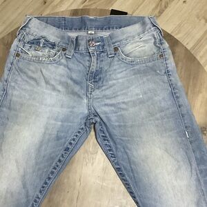 True Religion Men's Light Blue Slim Straight Jeans